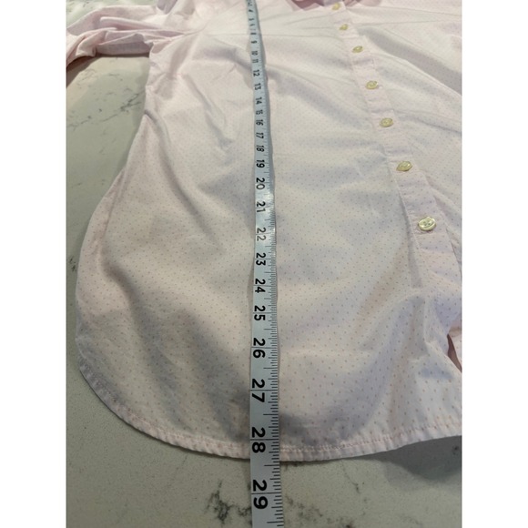 Ann Taylor Pink Micro Dot 100% Cotton Button Down Shirt Blouse Womens Size 12 - Picture 6 of 9